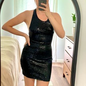 Back sequin low back cocktail dress